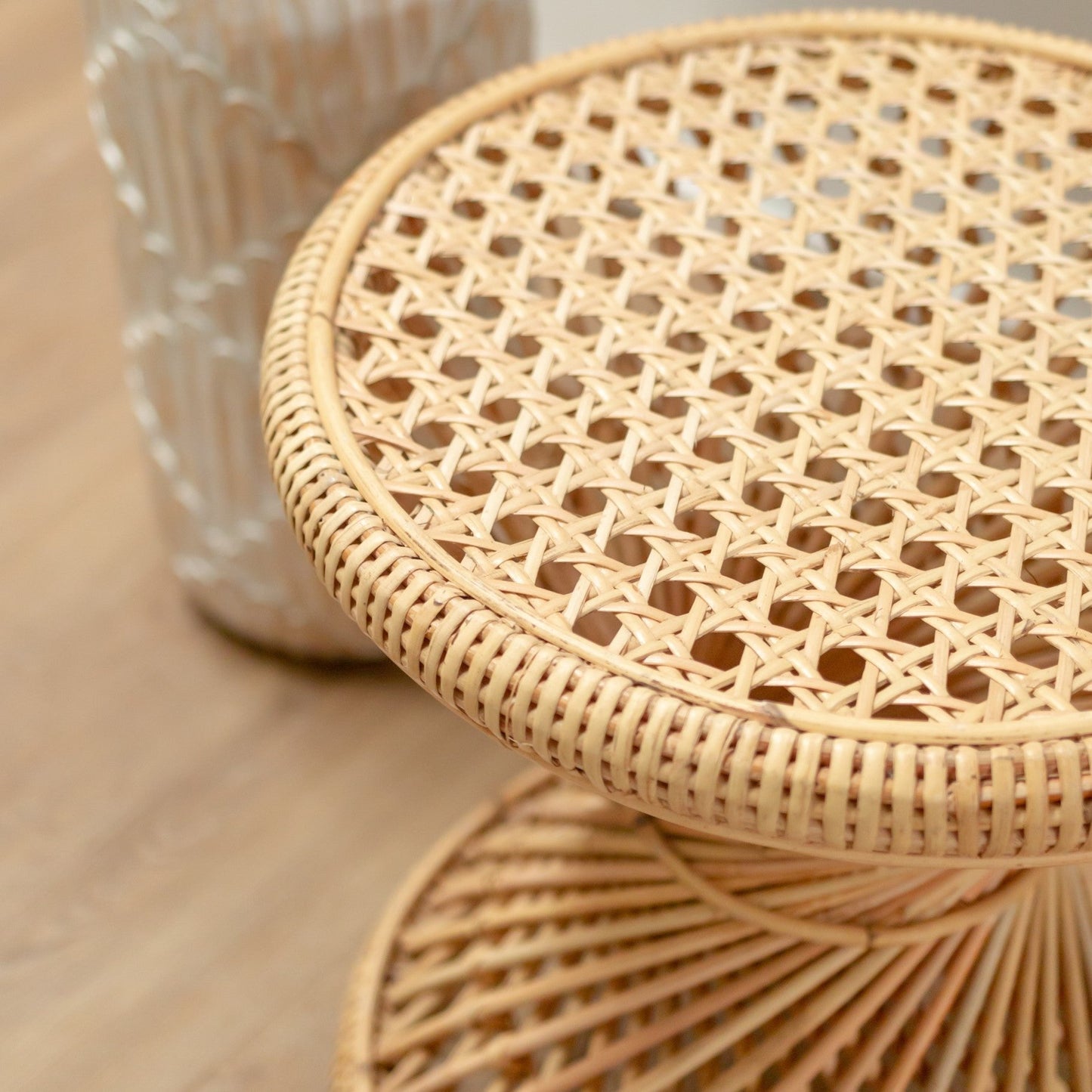 Rattan Side Table | Coffee Table | Round Coffee Table LUHU Ø45 cm Beige