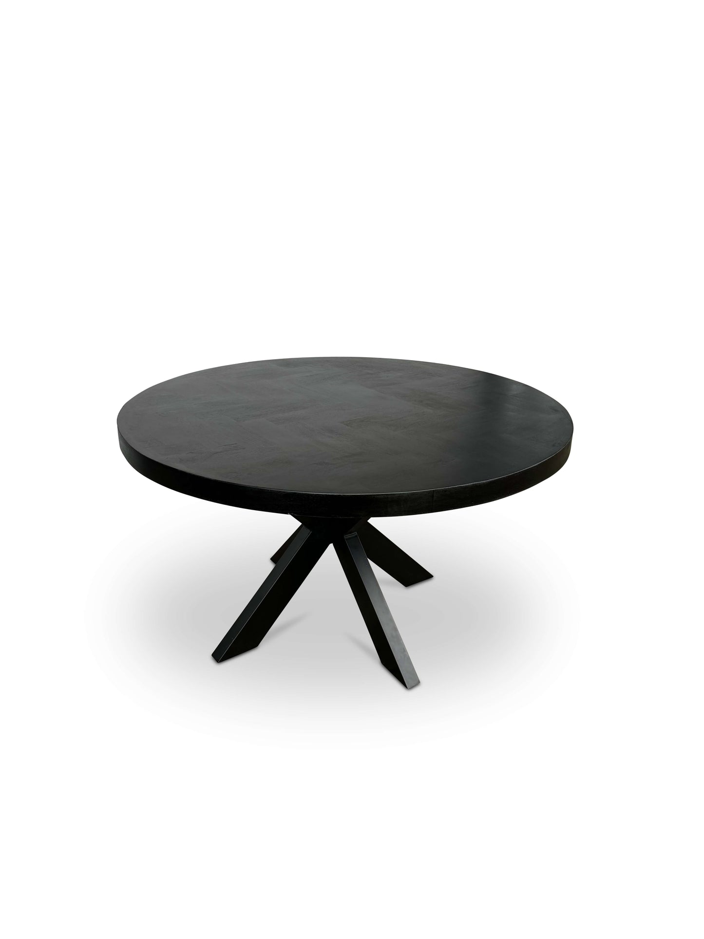Modern Mango Wood Round Dining Table - with Herringbone Pattern