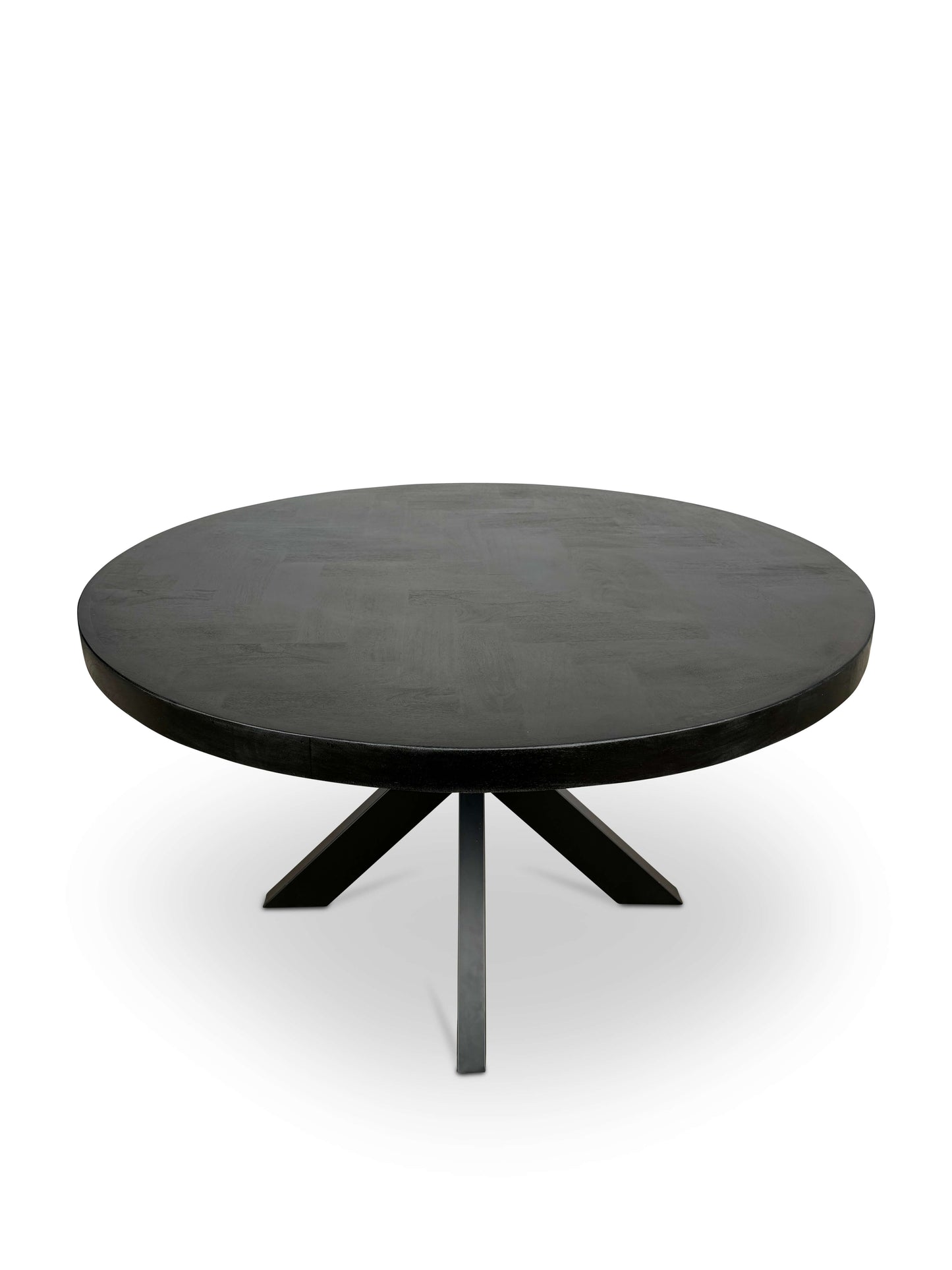 Modern Mango Wood Round Dining Table - with Herringbone Pattern