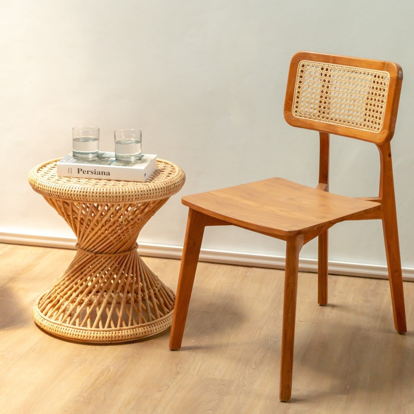 Rattan Side Table | Coffee Table | Round Coffee Table LUHU Ø45 cm Beige