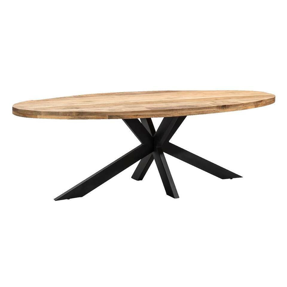 Mango wood dining table with tapered edge - oval