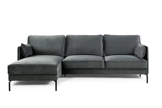 3-Seater Sofa CL Right, Fabric Fashion Velvet, F411 Dark Gray