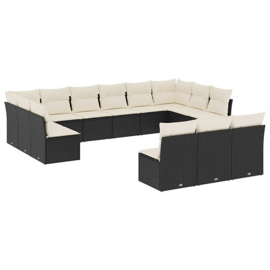 3-Piece Lounge Set with Cushions Poly Rattan