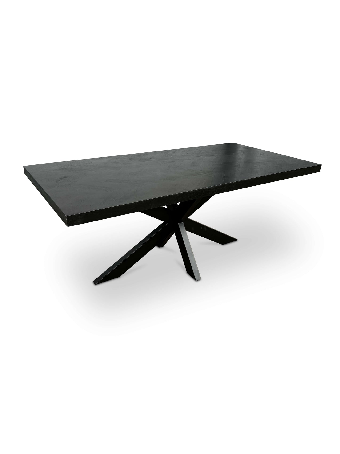 Modern Mango Wood Rectangular Dining Table - Black with Herringbone Pattern