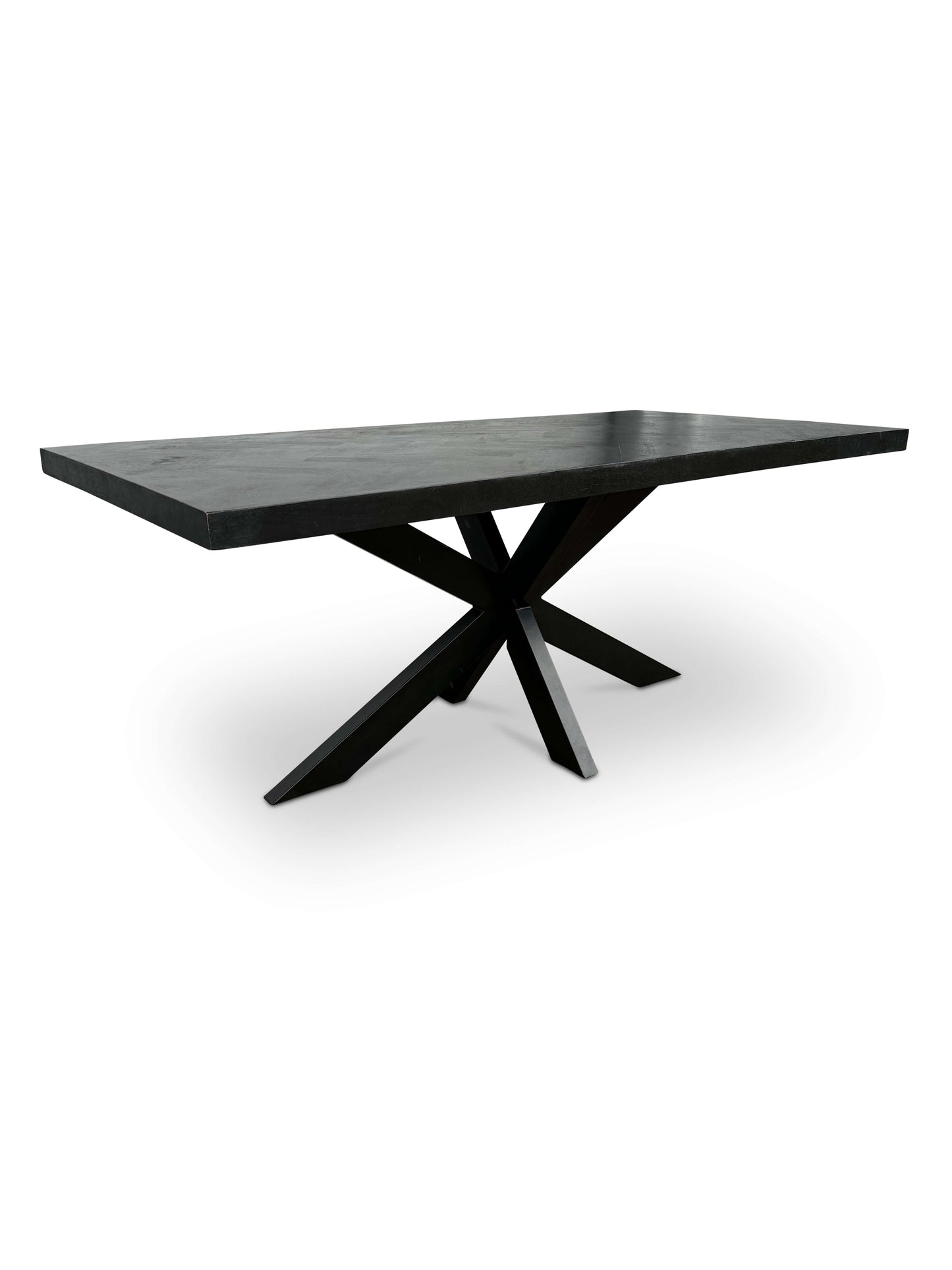 Modern Mango Wood Rectangular Dining Table - Black with Herringbone Pattern