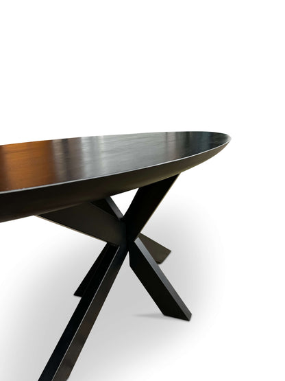 Stylish Mango Wood Dining Table - Black with Tapered Edge