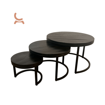 Mango wood coffee table black set Romy