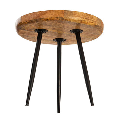 Side Table Wood Round Ø40 or Ø50 cm Coffee Table Living Room Table Vancouver Metal Legs Matte Black