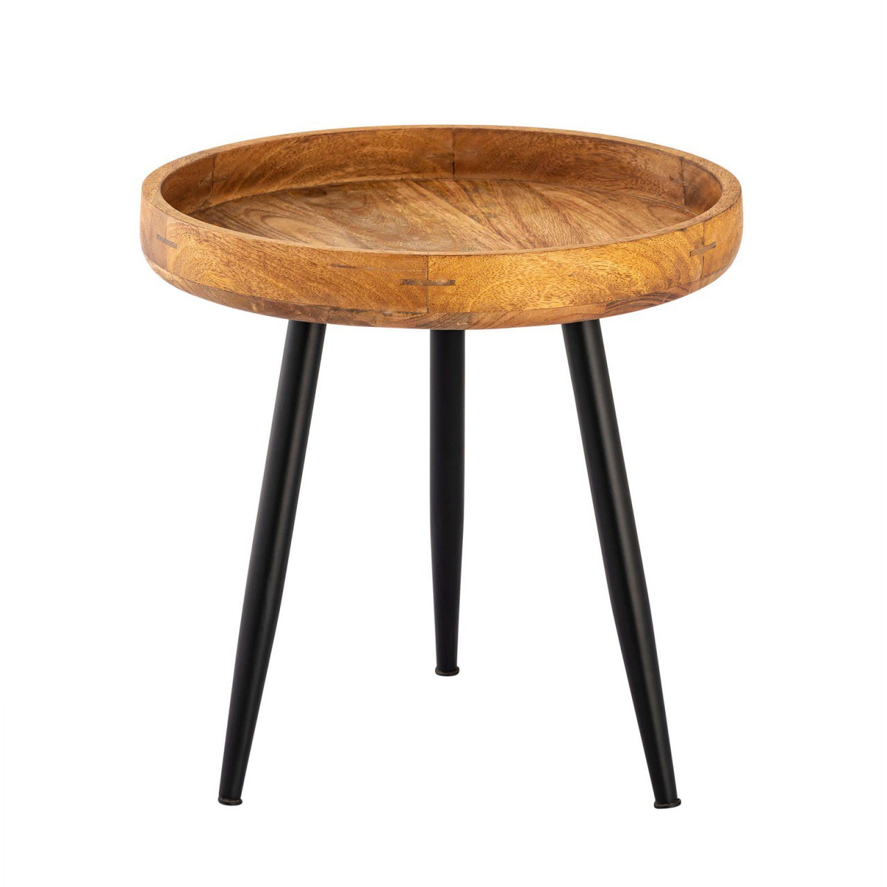 Side Table Wood Round Ø40 or Ø50 cm Coffee Table Living Room Table Vancouver Metal Legs Matte Black